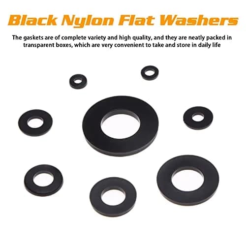 URLWALL Black 500Pcs Nylon Flat Washer Assortment Set M2-M10 | Metric Sealing Spacer Gasket Ring Kit thumbnail 6