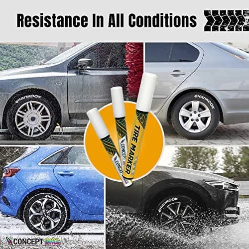 ConceptInks Premium Tire Marker Pens White Waterproof Paint Markers for Car Tire Lettering, Made In Japan (3 Pack-White) thumbnail 4