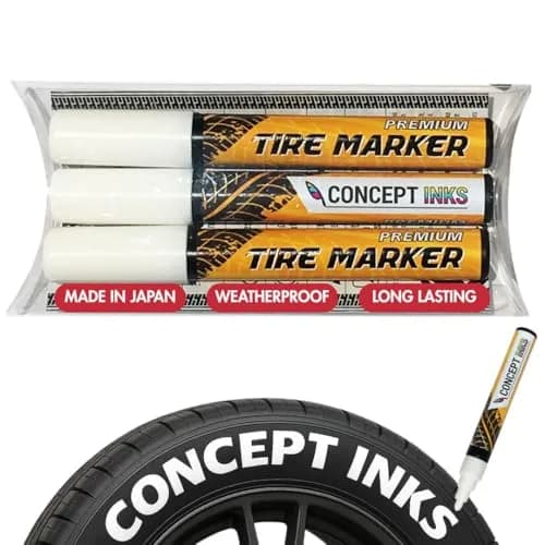 ConceptInks Premium Tire Marker Pens White Waterproof Paint Markers for Car Tire Lettering, Made In Japan (3 Pack-White) thumbnail 1