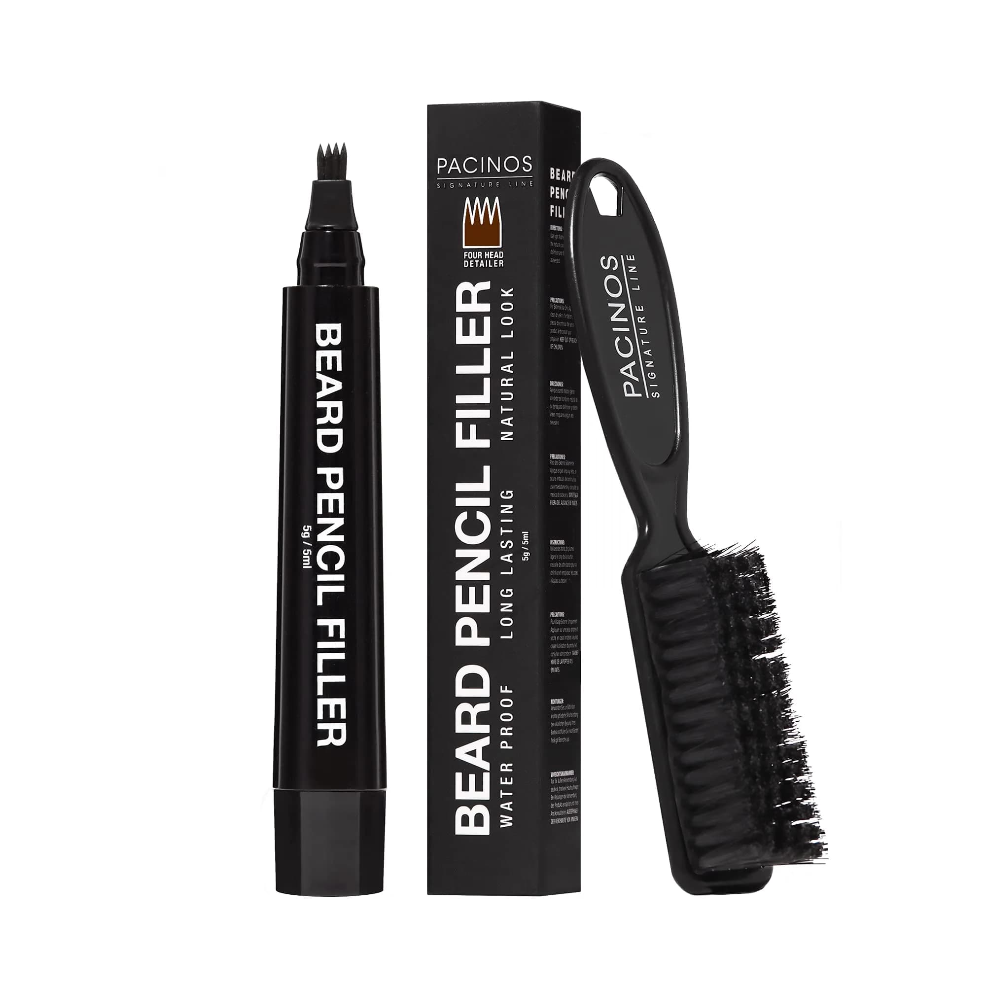 Pacinos Beard Pencil Filler Dark Brown | Waterproof, Long-Lasting, Natural Finish — Dark Brown