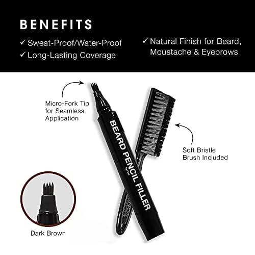 Pacinos Beard Pencil Filler Dark Brown | Waterproof, Long-Lasting, Natural Finish thumbnail 3