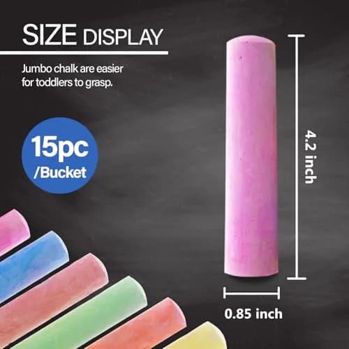 BAZIC PRODUCTS Jumbo Sidewalk Chalk, 15 Ct Bucket, Assorted Colors | Bold Outdoor Drawing thumbnail 2
