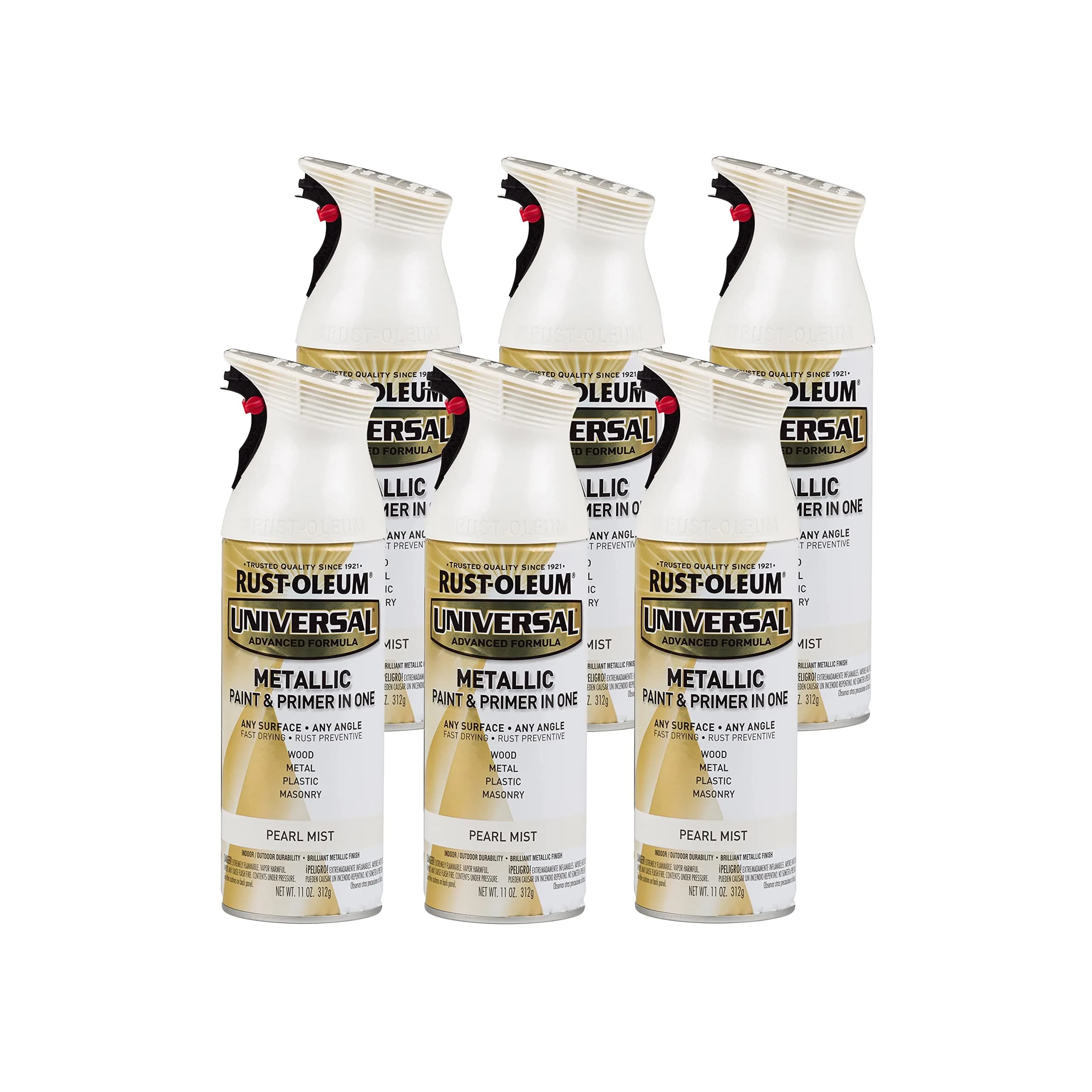 Rust-Oleum Universal All Surface Pearl Mist Metallic Clear Topcoat Spray Paint, 11 oz (Pack of 6) - main product image