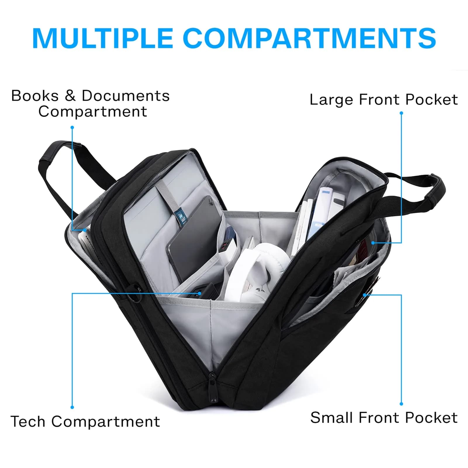 BAGSMART 17.3 Inch Expandable Laptop Bag Briefcase | Water-Resistant Business Travel Work Bag - view 4
