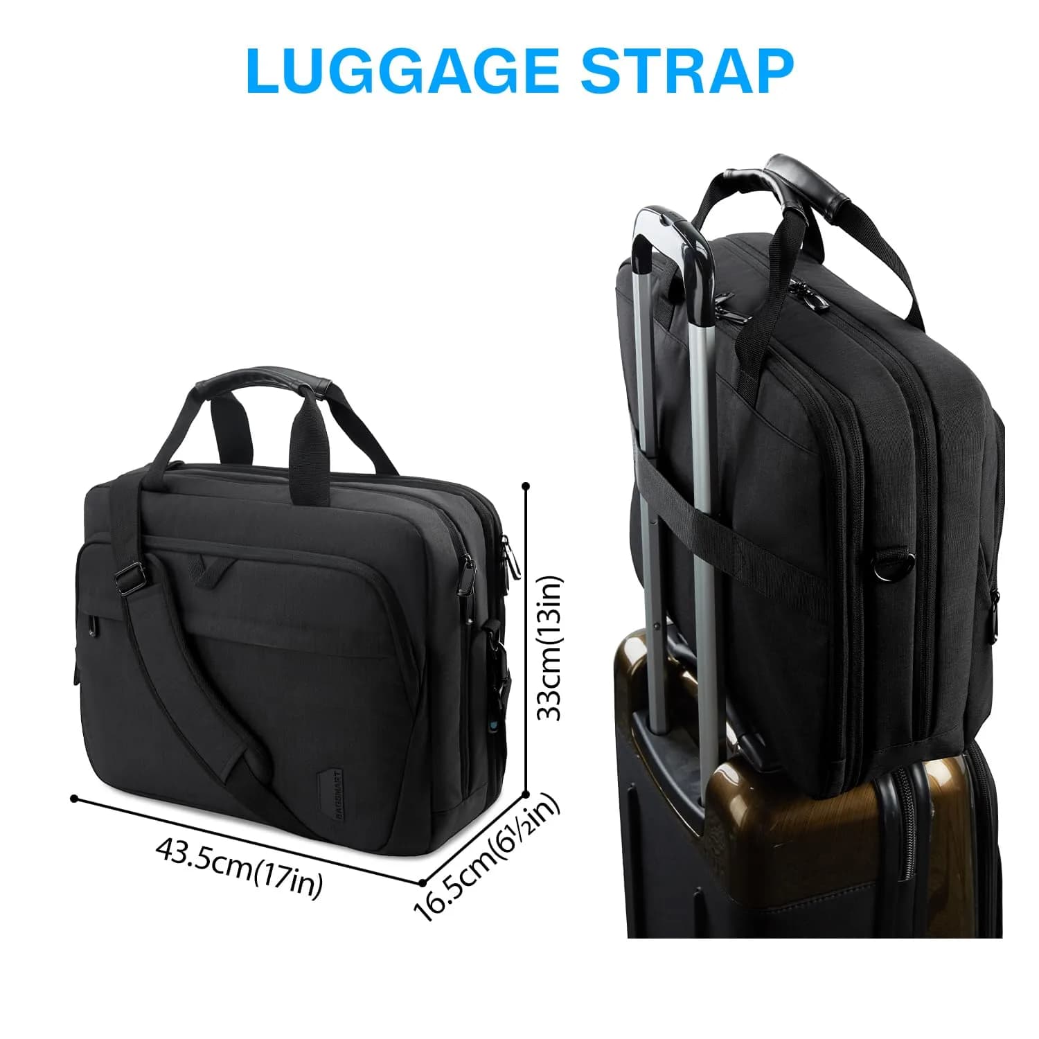 BAGSMART 17.3 Inch Expandable Laptop Bag Briefcase | Water-Resistant Business Travel Work Bag - view 6