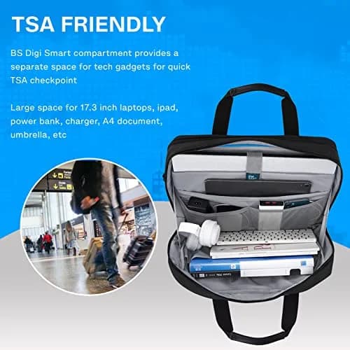 BAGSMART 17.3 Inch Expandable Laptop Bag Briefcase | Water-Resistant Business Travel Work Bag thumbnail 7