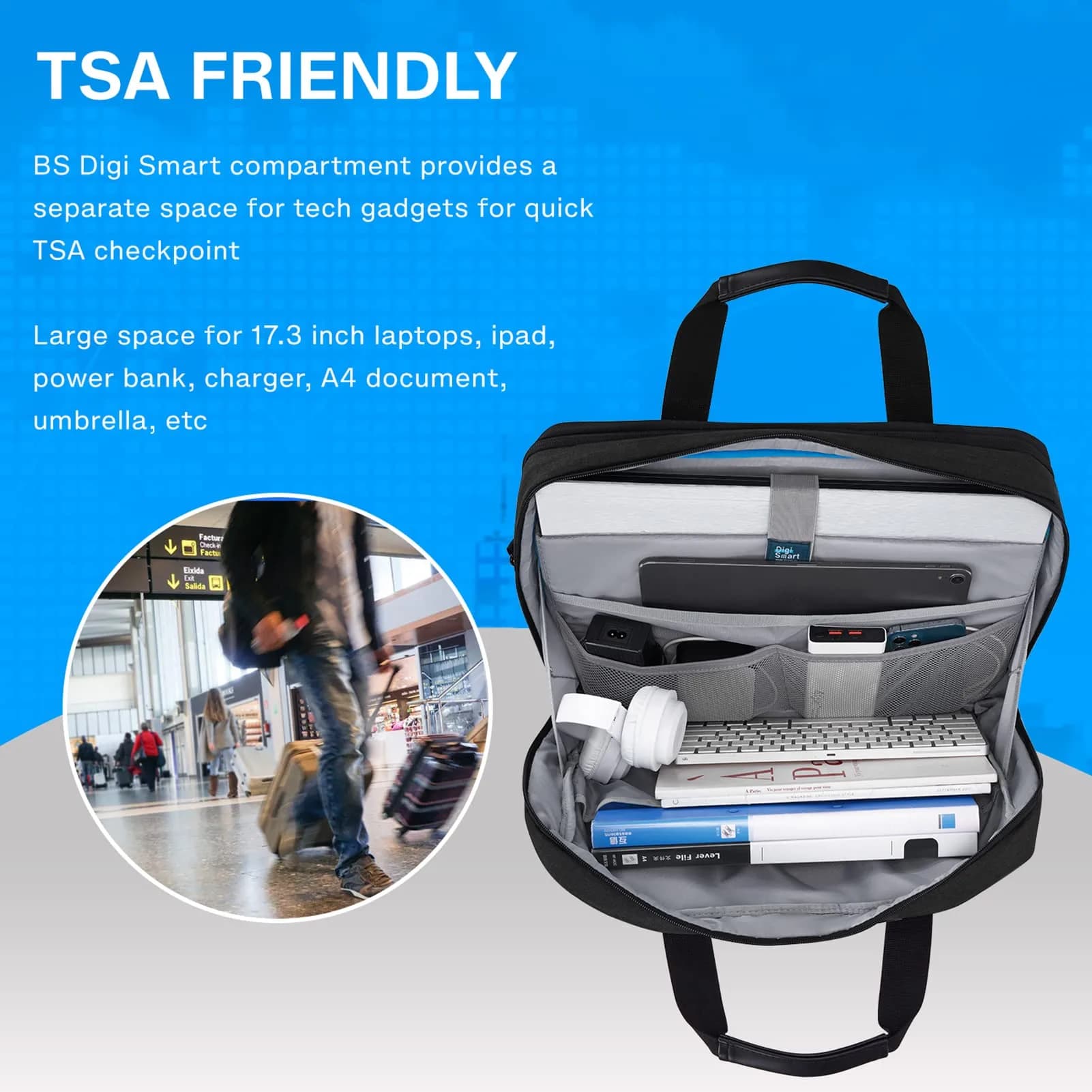 BAGSMART 17.3 Inch Expandable Laptop Bag Briefcase | Water-Resistant Business Travel Work Bag - view 7