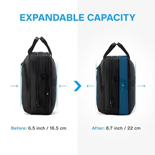 BAGSMART 17.3 Inch Expandable Laptop Bag Briefcase | Water-Resistant Business Travel Work Bag thumbnail 3