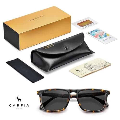 CARFIA Retro Square Polarized Sunglasses for Men CA53572 | 54mm Lens Width, 145mm Arm Length thumbnail 6