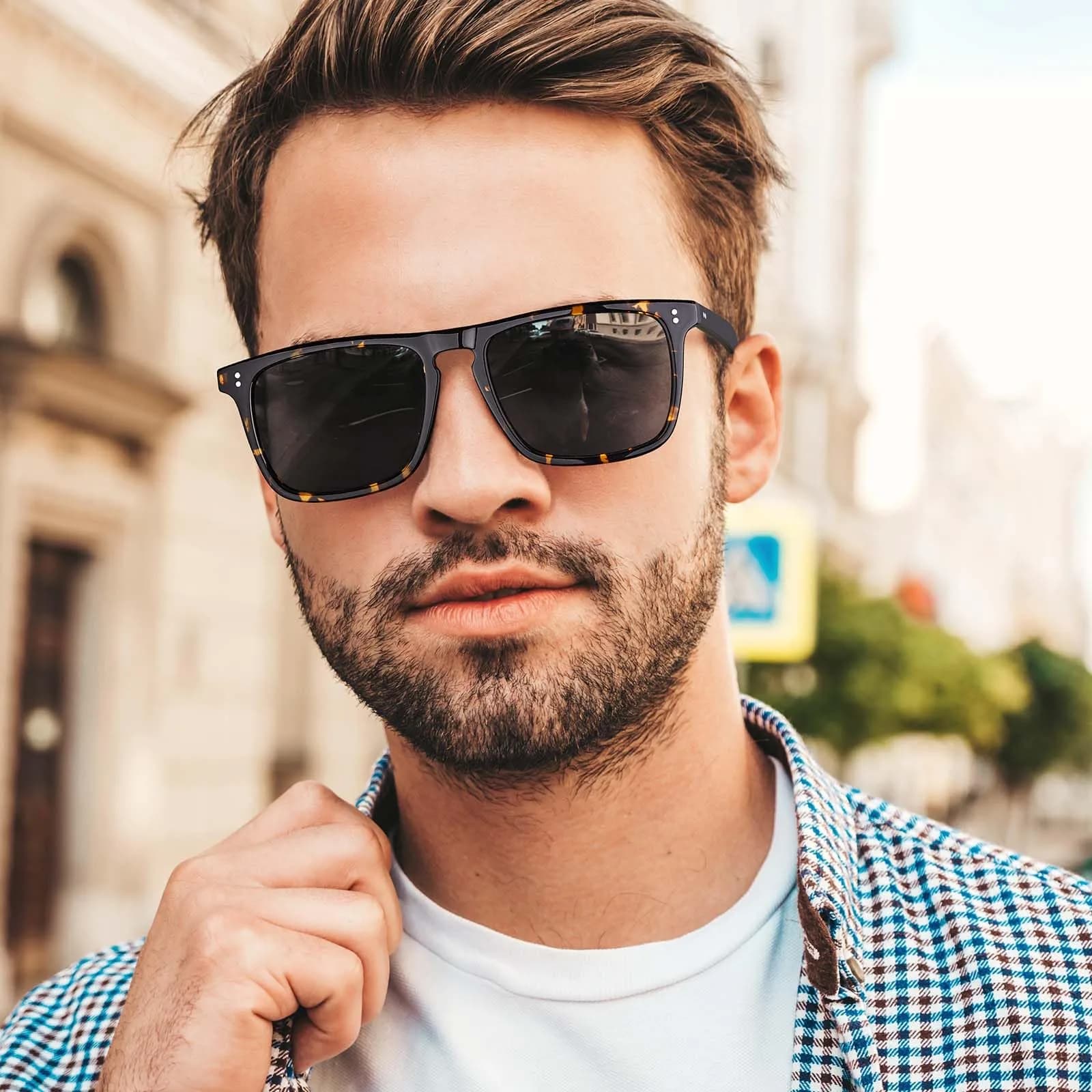 CARFIA Retro Square Polarized Sunglasses for Men CA53572 | 54mm Lens Width, 145mm Arm Length - view 3