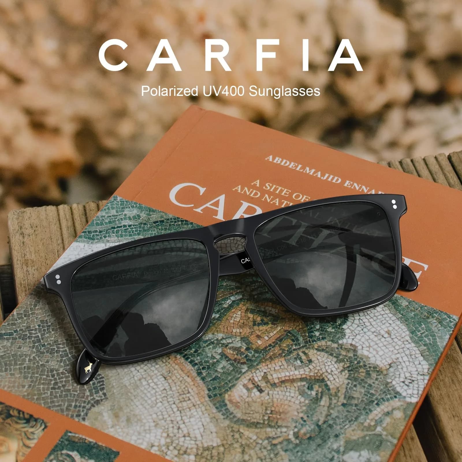 CARFIA Retro Square Polarized Sunglasses for Men UV Protection CA53572 | 54mm Lens Width, 18mm Bridge Width - view 8