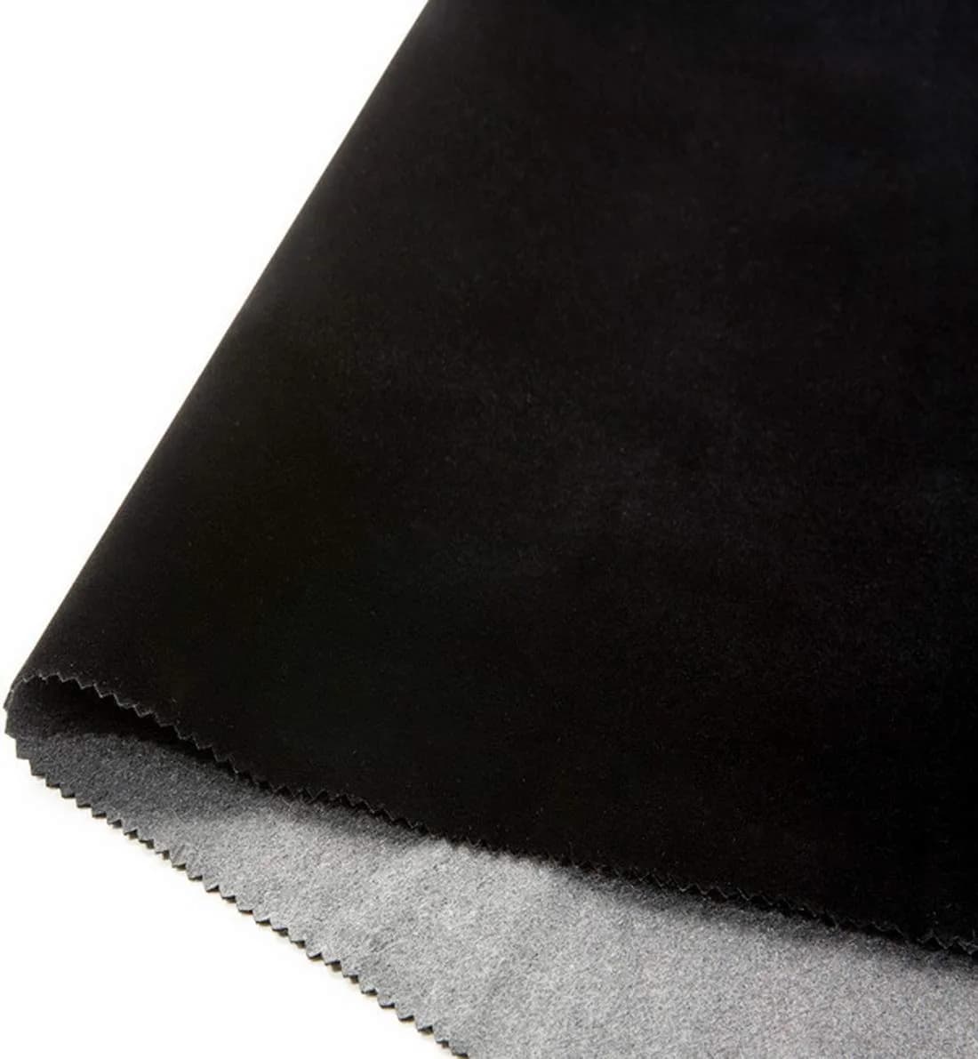 CHENGZHG Black Velvet Flocking Liner 45cm x 200cm (17.7" x 78") | Peel and Stick Adhesive Fabric for Drawers and Crafts — Black