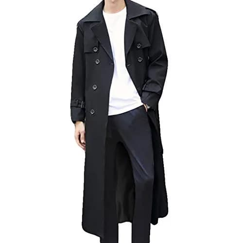 Pantete Men's Double Breasted Trench Coat Oversized Windbreaker Long Jacket | Water-Resistant, Full Coverage, Stylish Fit thumbnail 1