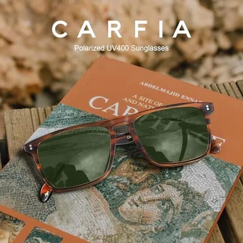CARFIA Retro Square Polarized Sunglasses for Men | 54mm Lens Width (1.94 Fl Oz) thumbnail 8