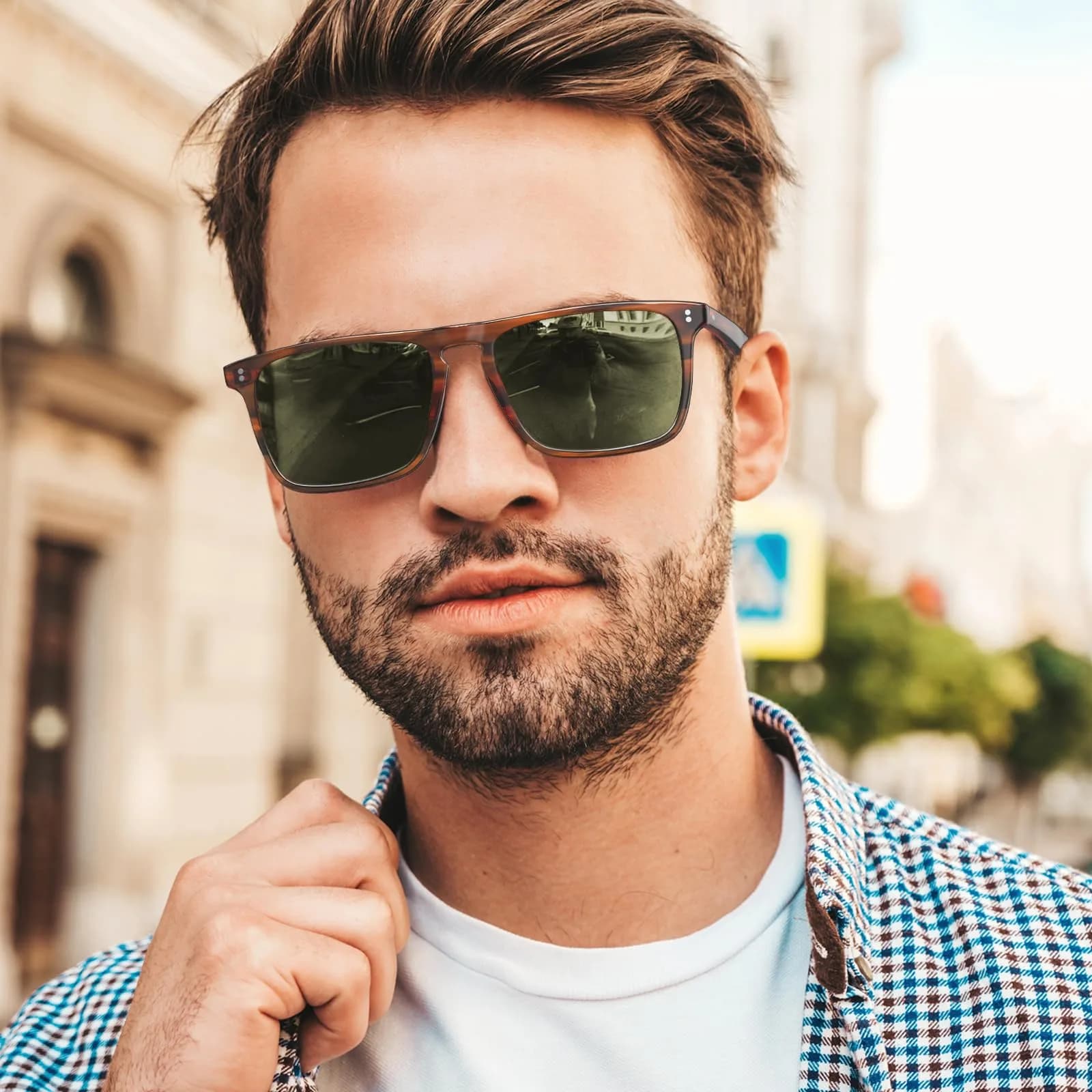 CARFIA Retro Square Polarized Sunglasses for Men | 54mm Lens Width (1.94 Fl Oz) - view 3