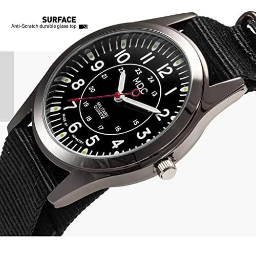 Infantry MDC Mens Military Field Watch 40mm (1.57 inches) | Japanese Quartz Movement, Black Nylon Strap thumbnail 8