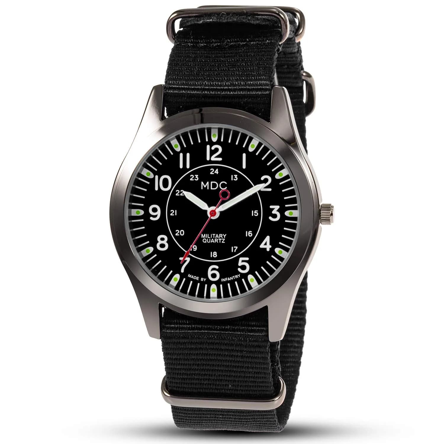 Infantry MDC Men's Field Watch 40mm Blue Nylon Strap | Japanese Quartz Movement — Black