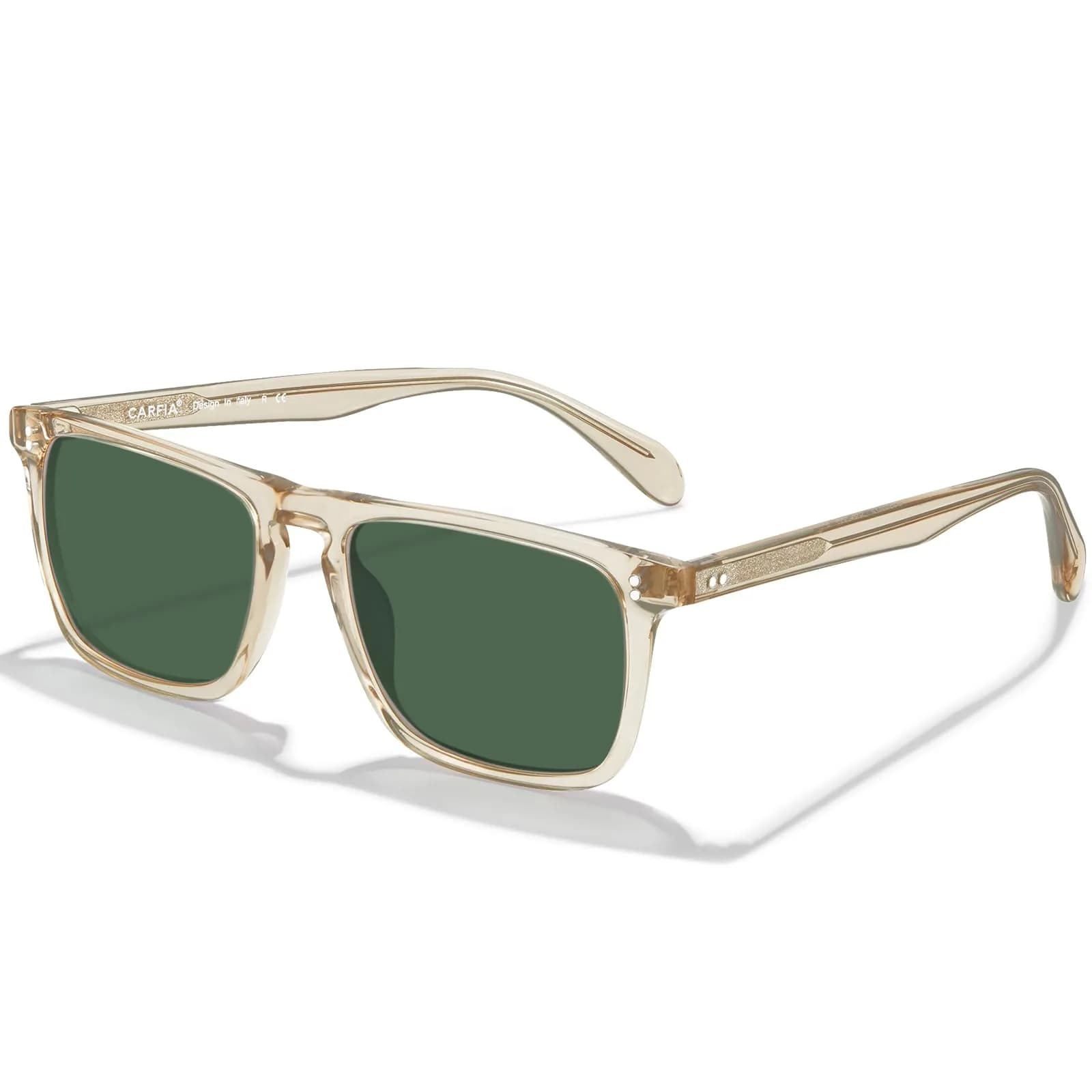 CARFIA Retro Square Polarized Sunglasses for Men UV Protection CA53572 | Polarized Lenses, Acetate Frame, 145mm Arm - main product image