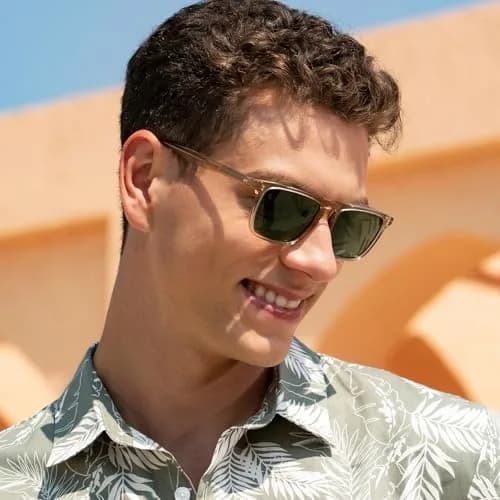 CARFIA Retro Square Polarized Sunglasses for Men UV Protection CA53572 | Polarized Lenses, Acetate Frame, 145mm Arm thumbnail 3