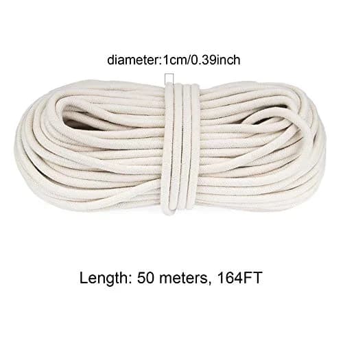HOZEON Cotton Rope 3/8 Inch x 164 Feet | Heavy Duty Natural Cotton Cord for Crafts & Decor thumbnail 2