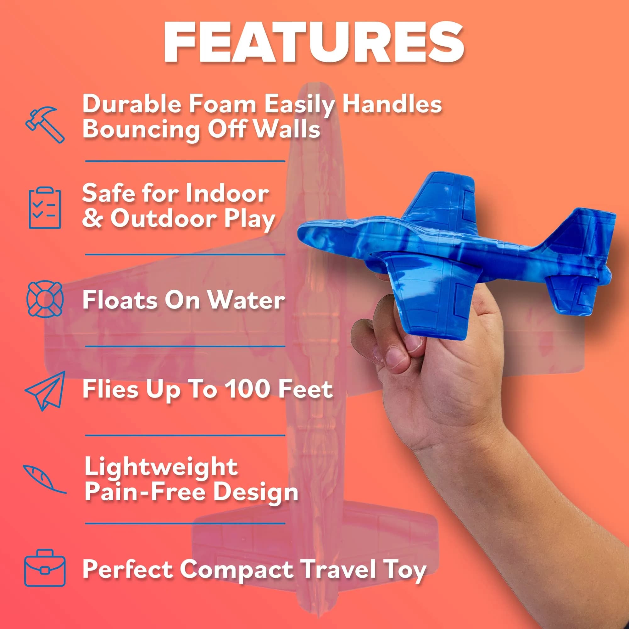 Refresh Sports EVA Foam Airplane Toy Blue | Safe & Durable Glider for Kids - view 4