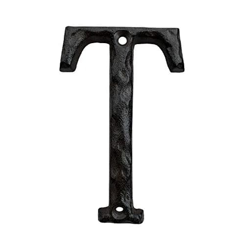 YICC Cast Iron House Letter T - 5 Inch High | Rustic Hammered Finish, Easy Mount thumbnail 1