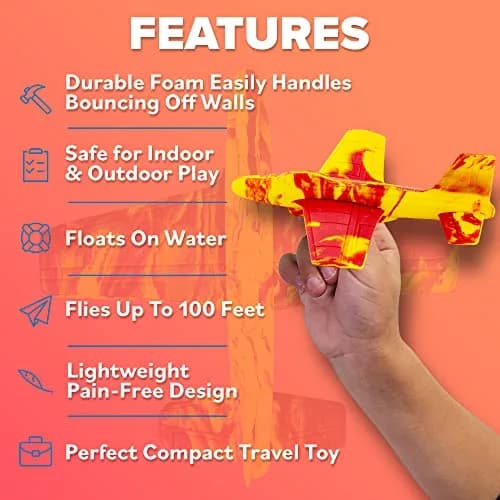 Refresh Sports EVA Foam Glider Plane Orange | Safe & Durable Outdoor Toy for Kids Ages 3-12+ thumbnail 4