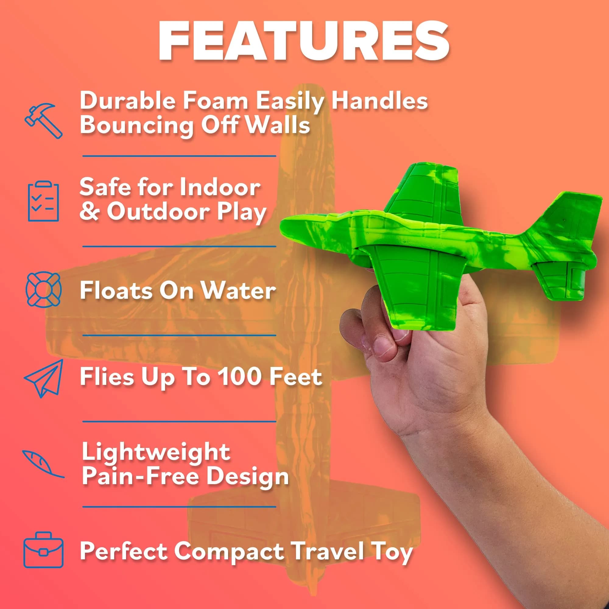 Refresh Sports EVA Foam Airplane Toy Green | Safe & Durable Glider for Kids - view 4