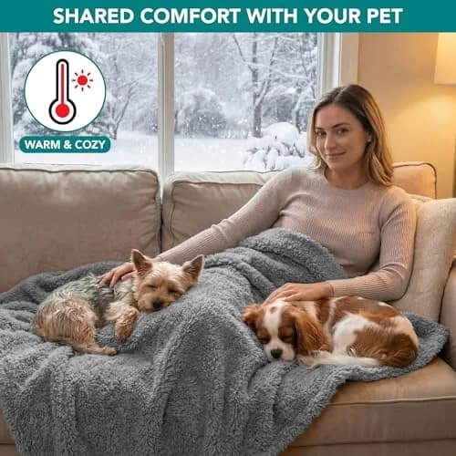 PetAmi Sherpa Waterproof Dog Blanket Medium 74cm (29in) x 102cm (40in) | Protects Furniture from Pet Messes thumbnail 4