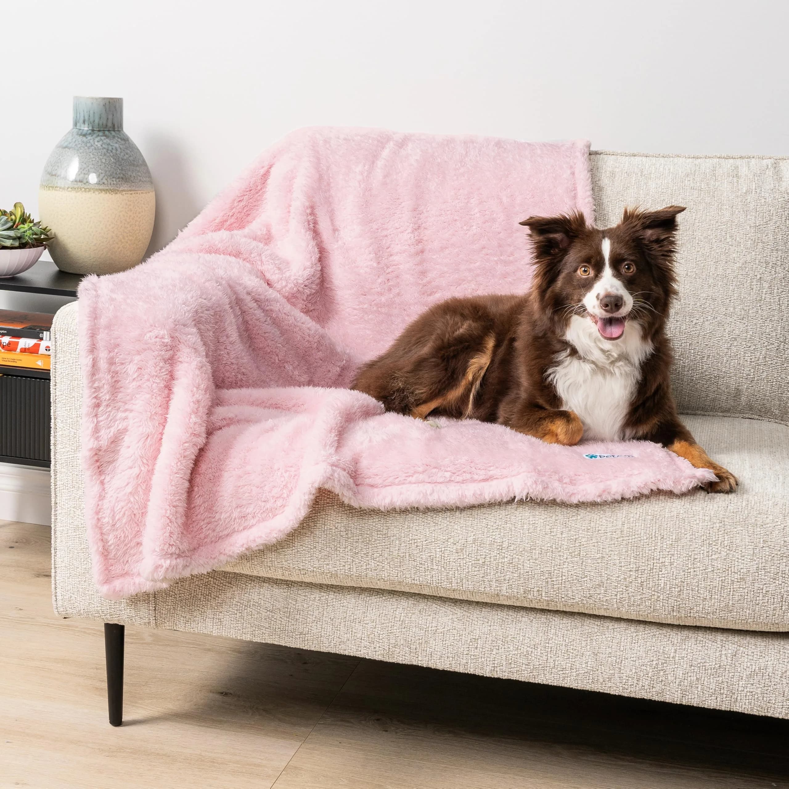 PetAmi Fluffy Sherpa Waterproof Dog Blanket Large 40x60 inches (101.6x152.4 cm) Pink | Protects Furniture from Pet Messes