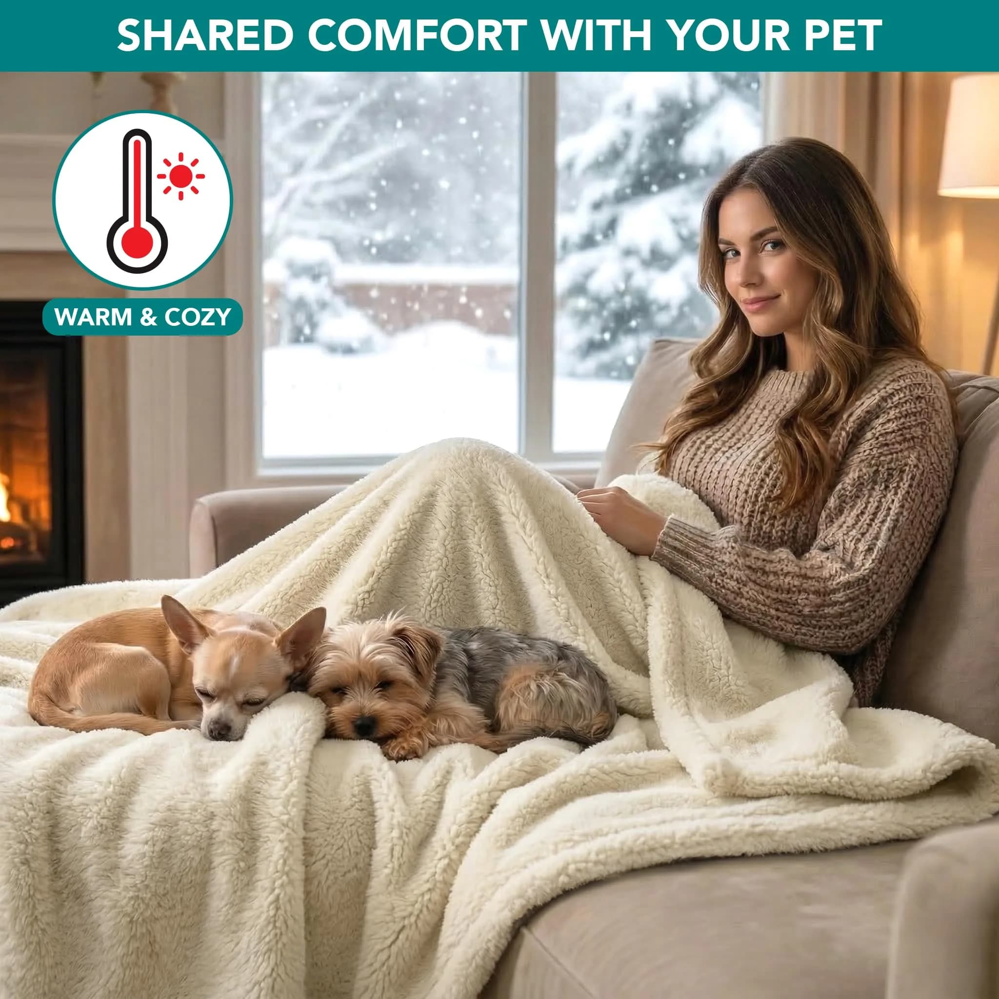 PetAmi Fluffy Sherpa Waterproof Dog Blanket Small 24x32 inches (61x81 cm) | Protects Furniture from Pet Messes - view 5