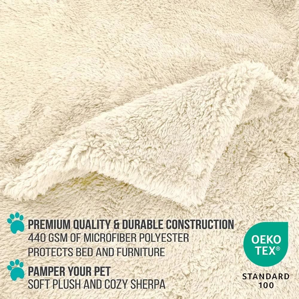 PetAmi Fluffy Sherpa Waterproof Dog Blanket Small 24x32 inches (61x81 cm) | Protects Furniture from Pet Messes - view 3