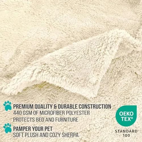 PetAmi Fluffy Sherpa Waterproof Dog Blanket Small 24x32 inches (61x81 cm) | Protects Furniture from Pet Messes thumbnail 3