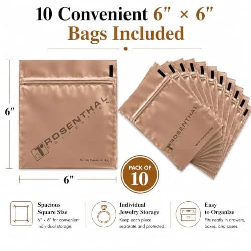 Rosenthal Collection Anti Tarnish Prevention Bags 6" x 6" (10-Pack) | Protects Silver for 3 Years thumbnail 2