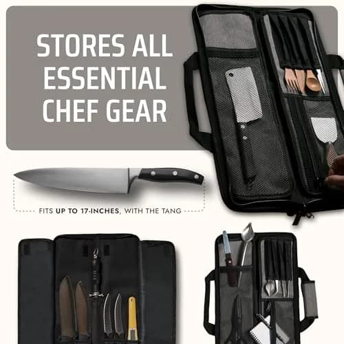 Asaya Chef Knife Roll Bag - 12-Pocket Travel Case for Kitchen Knives, Lightweight Stain-Resistant Nylon, Grey thumbnail 4