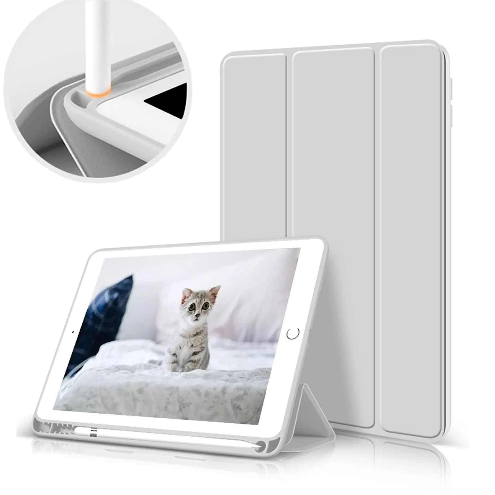 aoub iPad 9.7 inch 6th/5th Gen Case Gray White | Auto Sleep/Wake, Thin & Lightweight - main product image