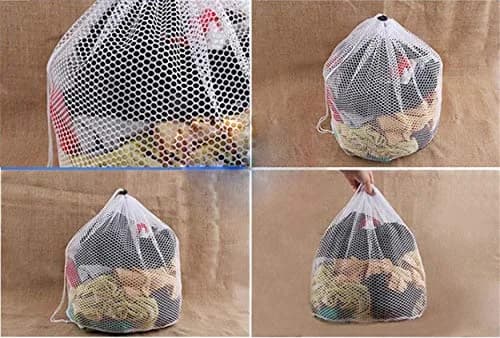 The Flash Store Premium Fine Mesh Laundry Bag 20 x 28 inches | Sturdy White Mesh with Drawstring thumbnail 3