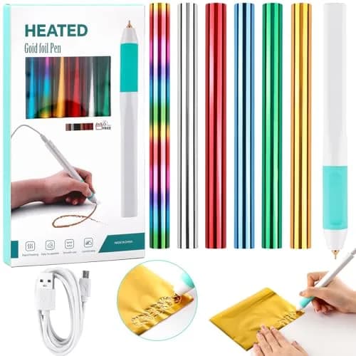 CYFUN DESIGN Heated Foil Pen Set with Gold Foil Roll & USB Cable | Crafting & Card Making Tool thumbnail 1