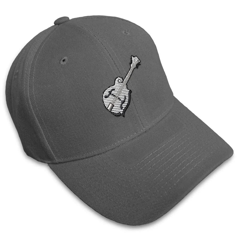 Speedy Pros Custom Baseball Cap Mandolin Embroidery Dark Grey | Classic Music Dad Hat