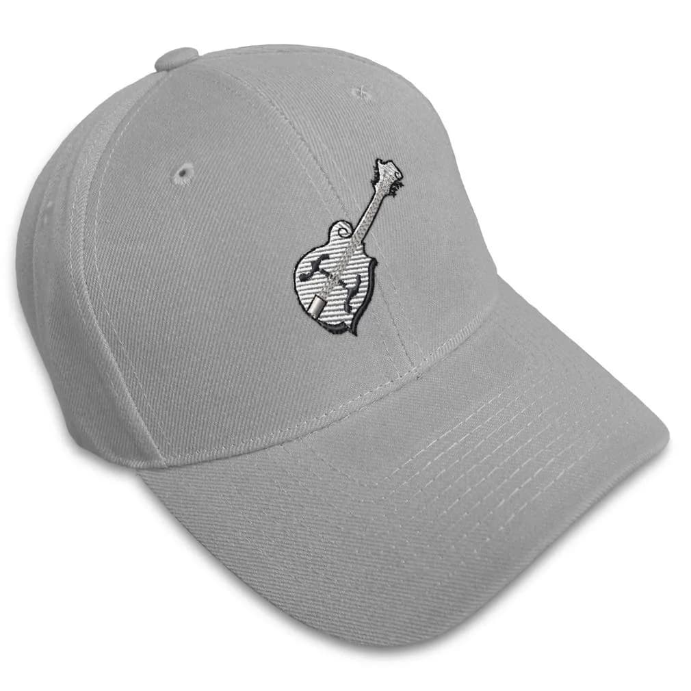 Speedy Pros Gray Baseball Cap | Embroidered Mandolin Music Dad Hat for Men & Women (One Size)