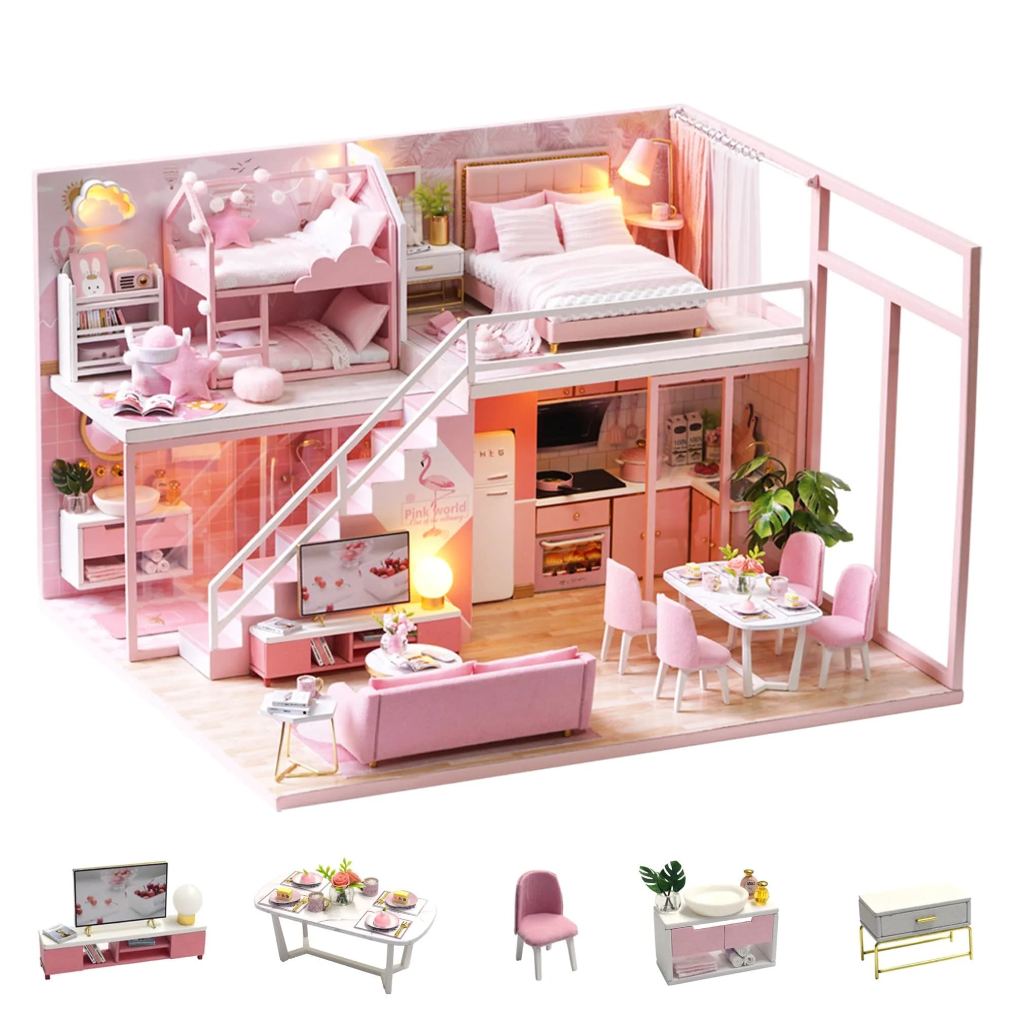 Flever "Meeting Your Sweet" DIY Miniature Dollhouse Kit with Furniture & Dust Cover, 1:32 Scale | Ages 14+ — Meeting Your Sweet