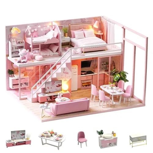 Flever "Meeting Your Sweet" DIY Miniature Dollhouse Kit with Furniture & Dust Cover, 1:32 Scale | Ages 14+ thumbnail 1