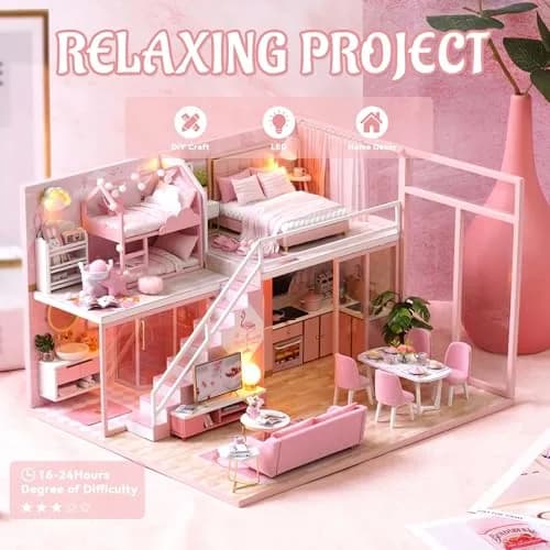 Flever "Meeting Your Sweet" DIY Miniature Dollhouse Kit with Furniture & Dust Cover, 1:32 Scale | Ages 14+ thumbnail 4