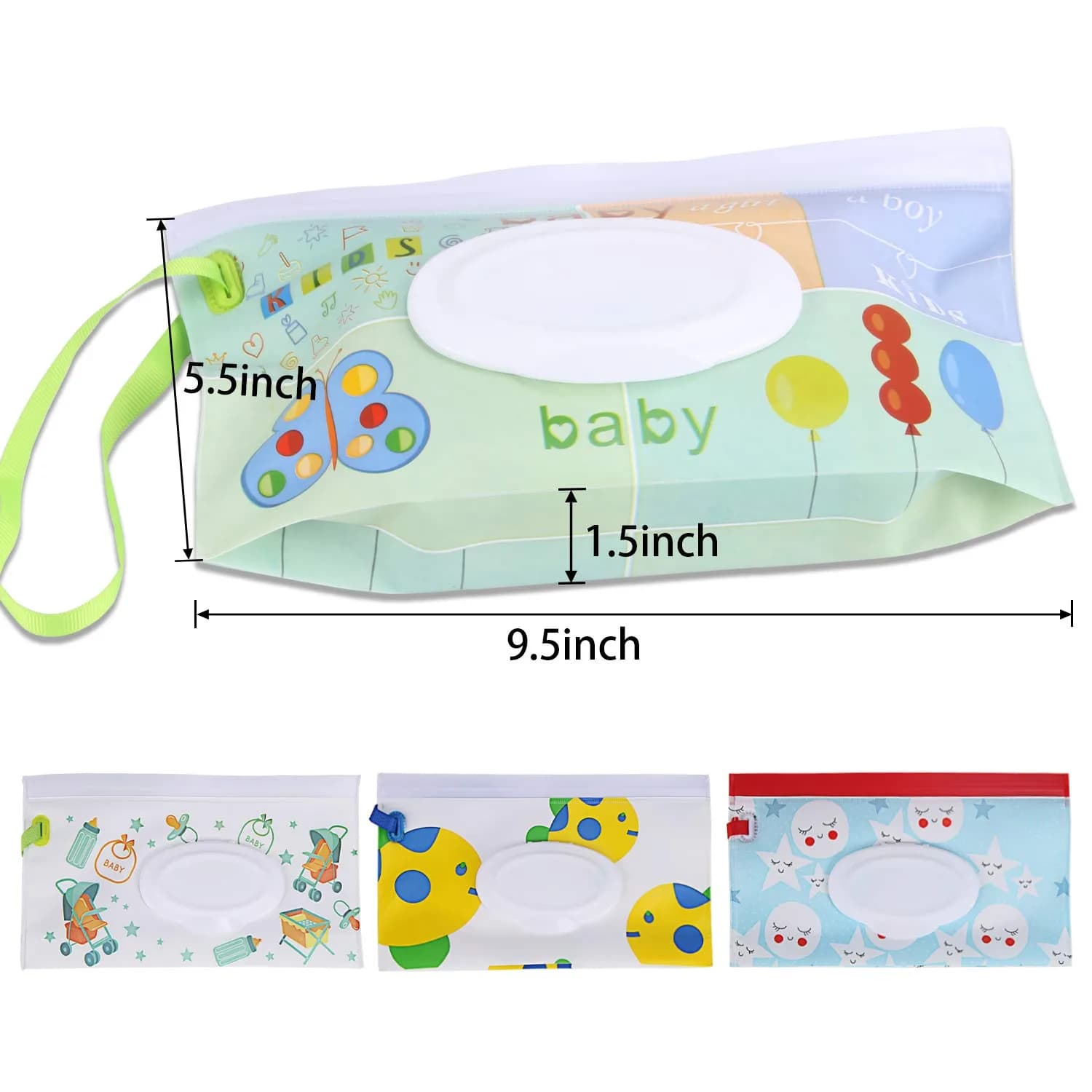 FEBSNOW 4 Pack Baby Wipe Dispenser, Portable Wet Wipe Holder Container 24cm (9.5in) | Reusable & Refillable for On-the-Go - view 4