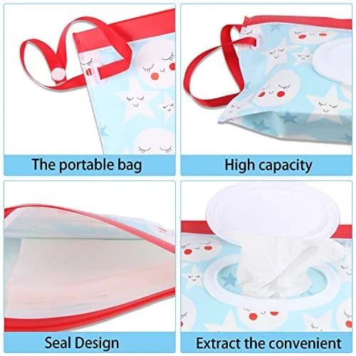 FEBSNOW 4 Pack Baby Wipe Dispenser, Portable Wet Wipe Holder Container 24cm (9.5in) | Reusable & Refillable for On-the-Go thumbnail 2