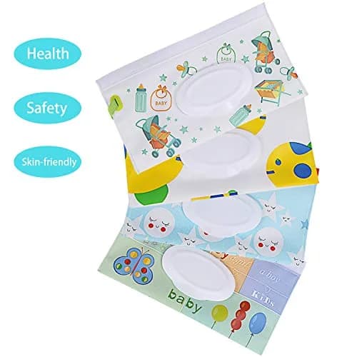 FEBSNOW 4 Pack Baby Wipe Dispenser, Portable Wet Wipe Holder Container 24cm (9.5in) | Reusable & Refillable for On-the-Go thumbnail 3