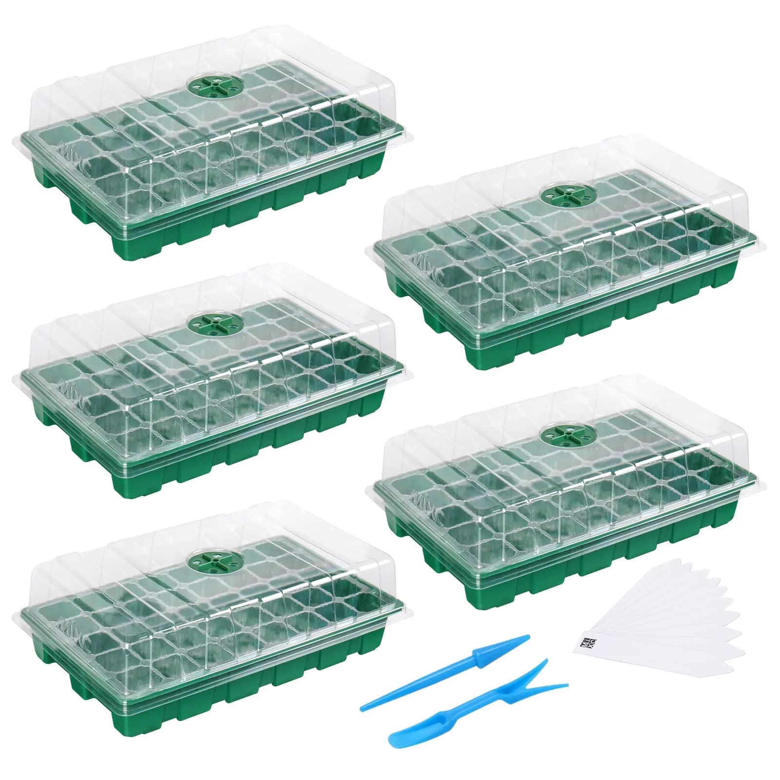 MIXC 5 Pack Seed Starter Tray, 40-Cell 5-Pack | Transparent Plastic Germination Kit for Indoor & Outdoor Gardening