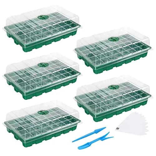 MIXC 5 Pack Seed Starter Tray, 40-Cell 5-Pack | Transparent Plastic Germination Kit for Indoor & Outdoor Gardening thumbnail 1