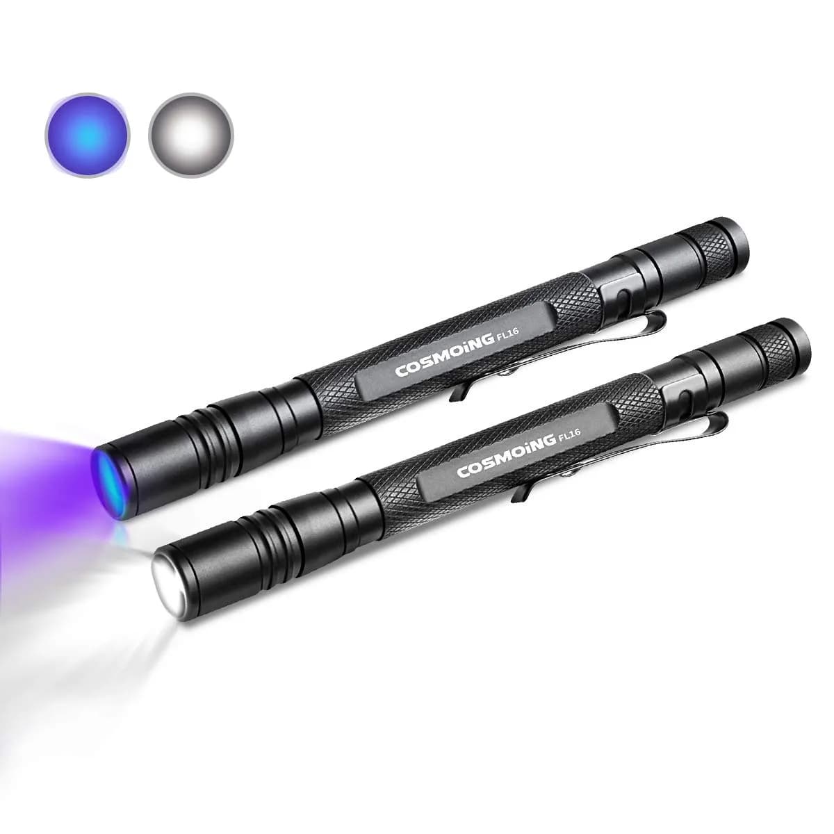 COSMOING 395nm UV Blacklight Flashlight 2-Pack | Detects Invisible Pet Stains & Counterfeit Documents - main product image