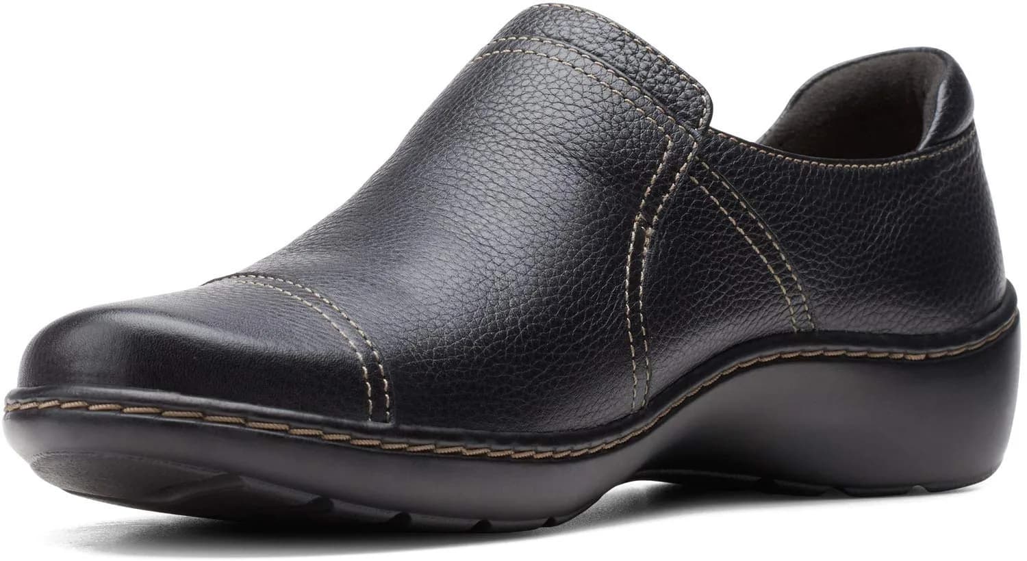 Clarks Cora Poppy Loafer Leather Slip-On 8 US | Casual Comfort & Style — Black Tumbled
